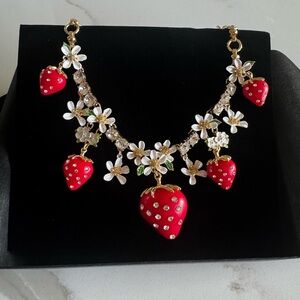 Strawberry Charm Necklace with Gold Accents Betsy Johnson